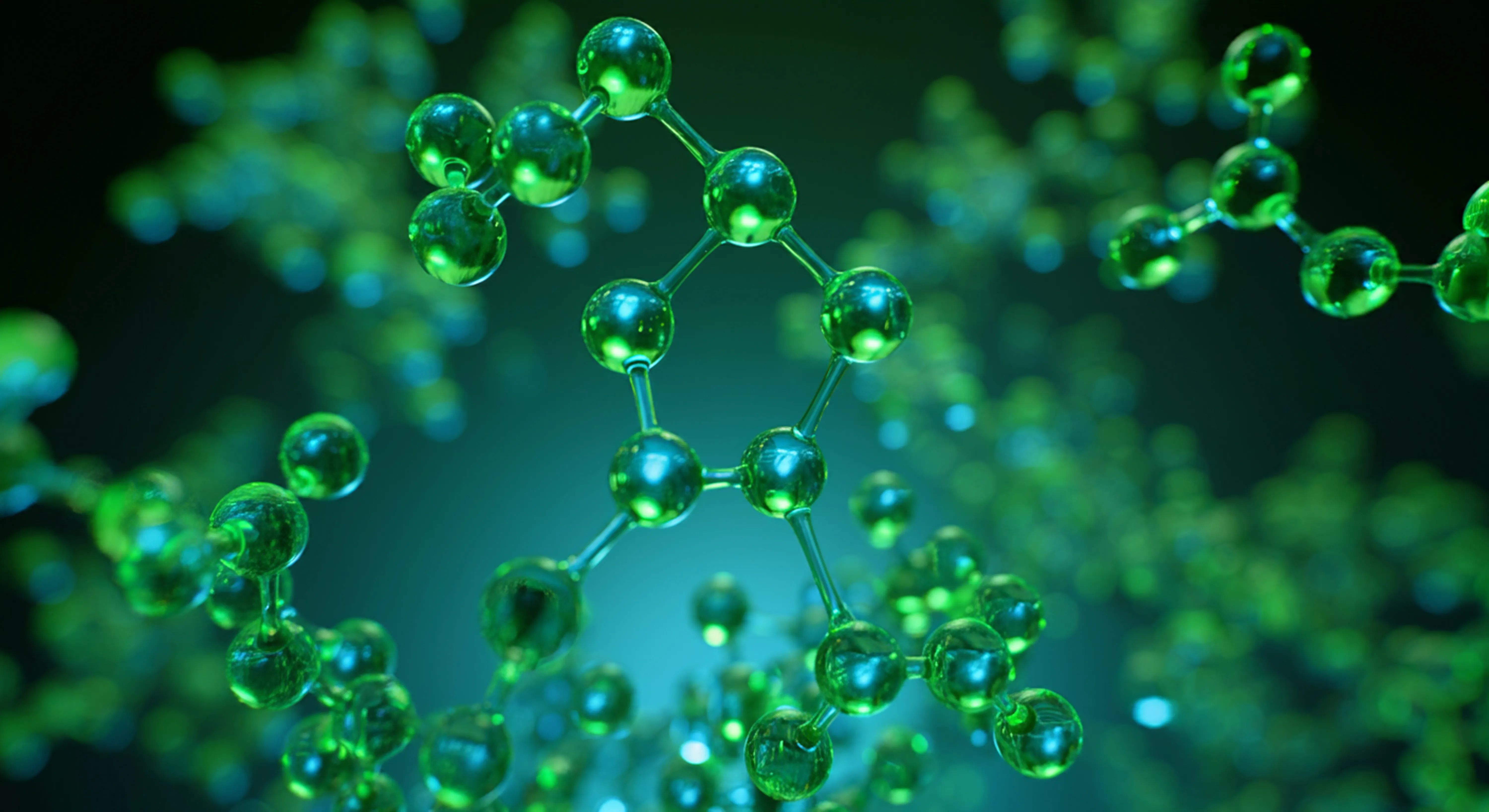 Green molecular structure render