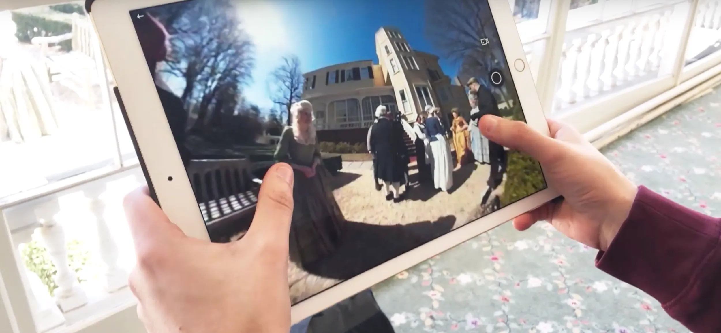 Liberty Hall 360 viewed on a tablet on the museum grounds