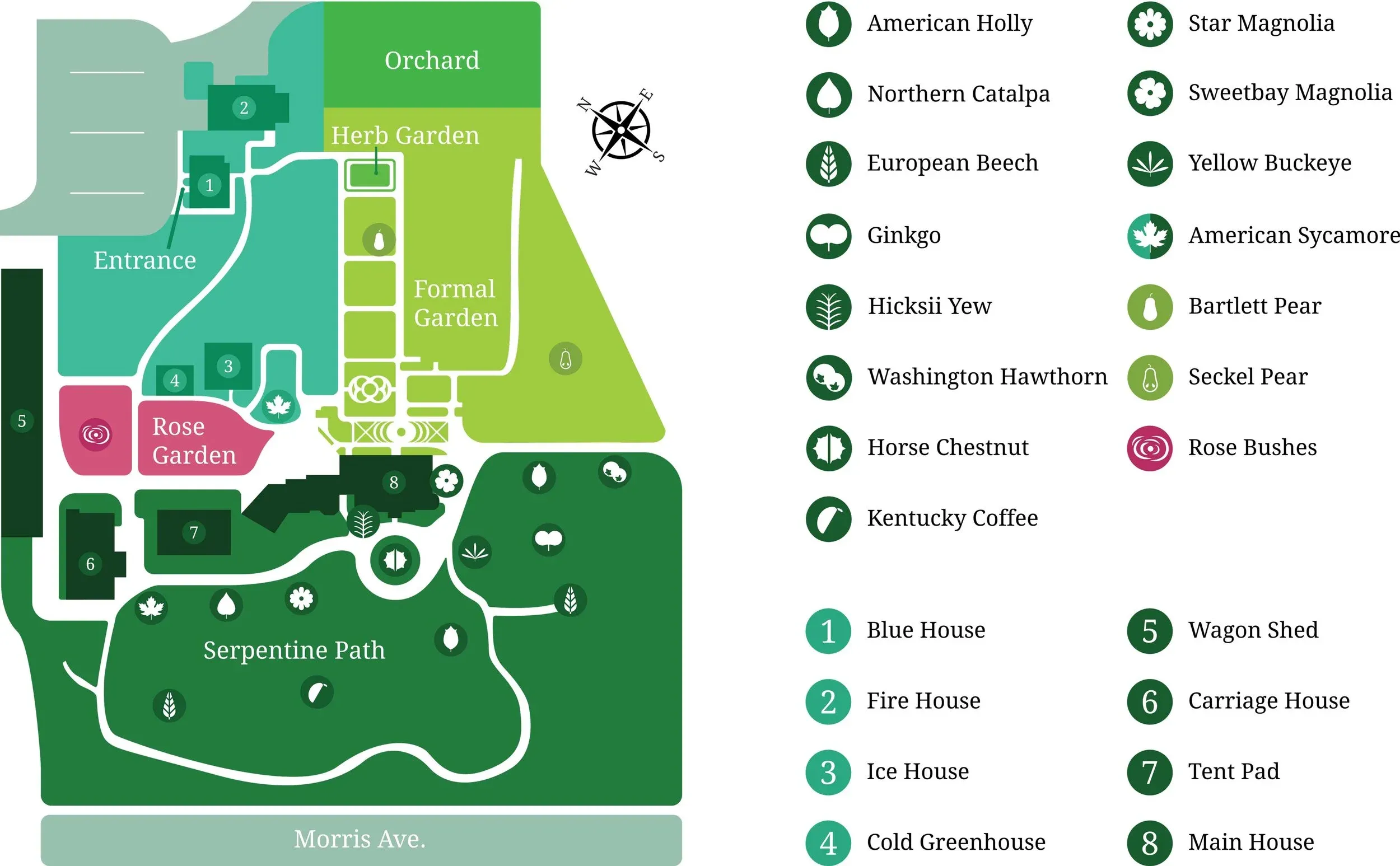 Front of the illustrated Liberty Hall grounds map