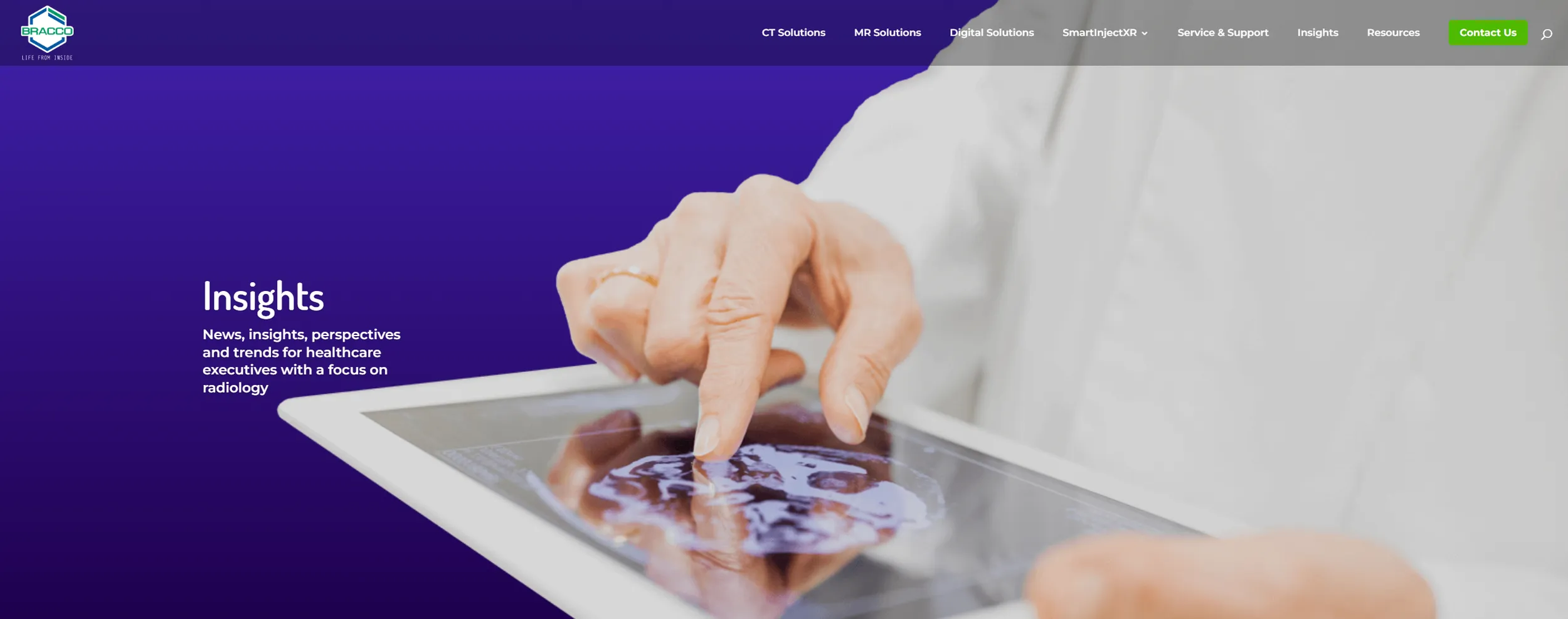 SmartInject insights page design, full-width editorial layout